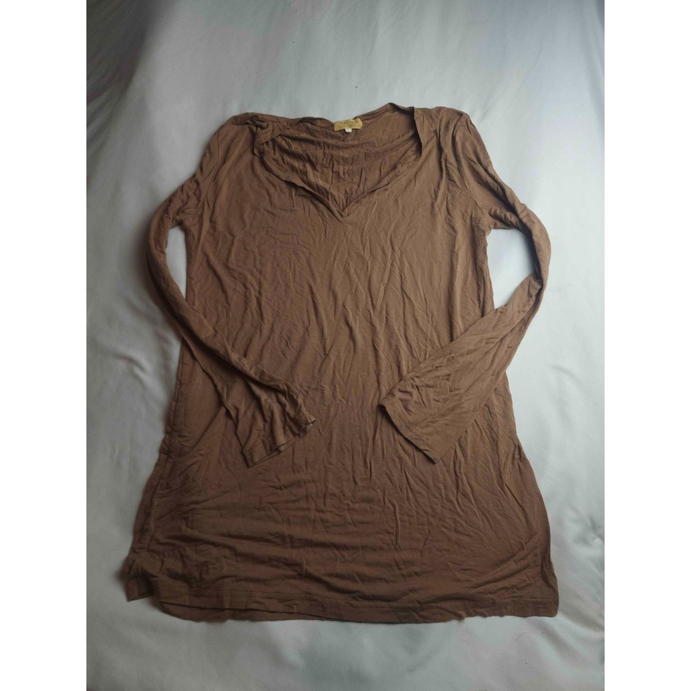 Piko 1988 Tunic Top Womens L Brown Boho Coastal Cowgirl Indie Lagenlook V-Neck